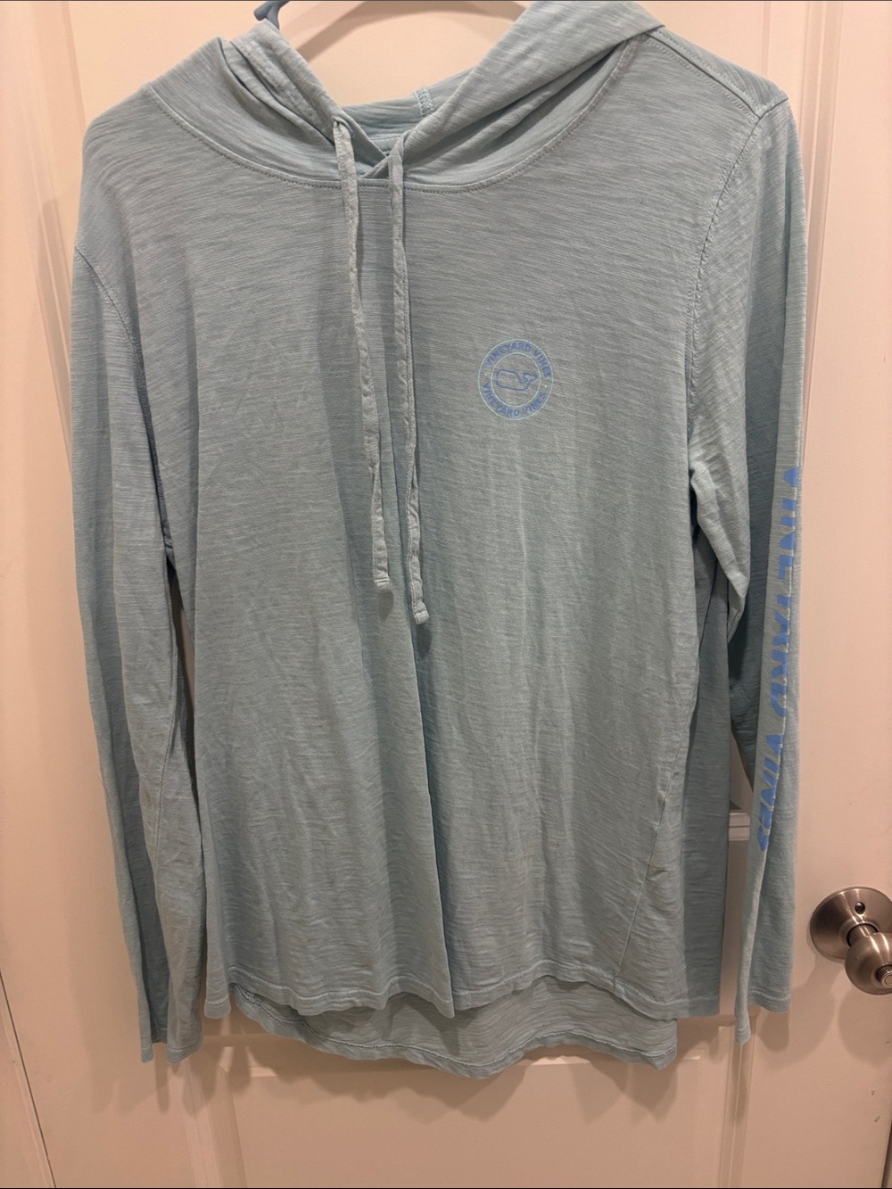 Vineyard Vines Seafoam Slub Knit Long Sleeve Hooded Tee